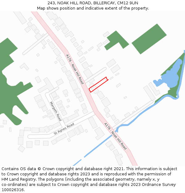 243, NOAK HILL ROAD, BILLERICAY, CM12 9UN: Location map and indicative extent of plot