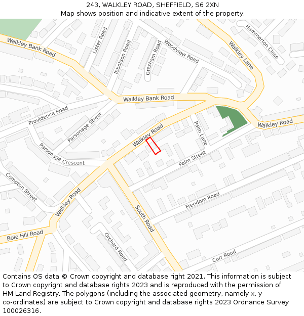 243, WALKLEY ROAD, SHEFFIELD, S6 2XN: Location map and indicative extent of plot