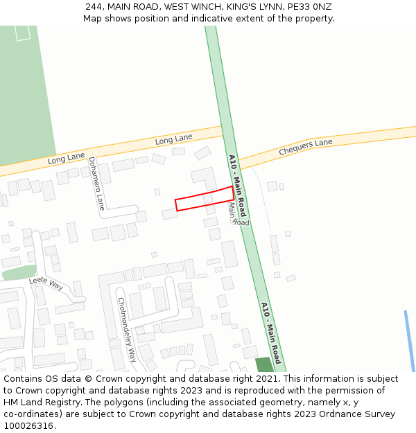 244, MAIN ROAD, WEST WINCH, KING'S LYNN, PE33 0NZ: Location map and indicative extent of plot