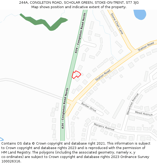 244A, CONGLETON ROAD, SCHOLAR GREEN, STOKE-ON-TRENT, ST7 3JG: Location map and indicative extent of plot