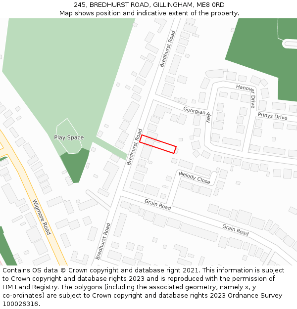 245, BREDHURST ROAD, GILLINGHAM, ME8 0RD: Location map and indicative extent of plot