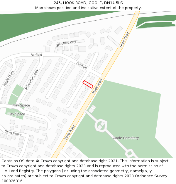 245, HOOK ROAD, GOOLE, DN14 5LS: Location map and indicative extent of plot