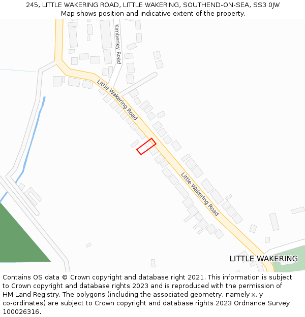 245, LITTLE WAKERING ROAD, LITTLE WAKERING, SOUTHEND-ON-SEA, SS3 0JW: Location map and indicative extent of plot