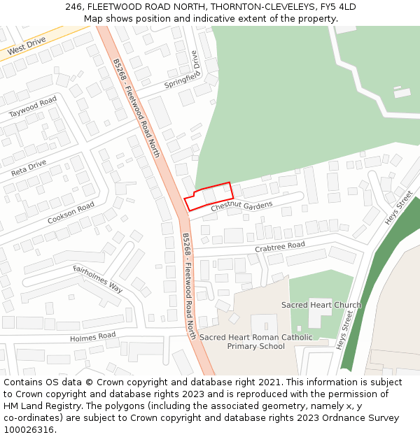 246, FLEETWOOD ROAD NORTH, THORNTON-CLEVELEYS, FY5 4LD: Location map and indicative extent of plot