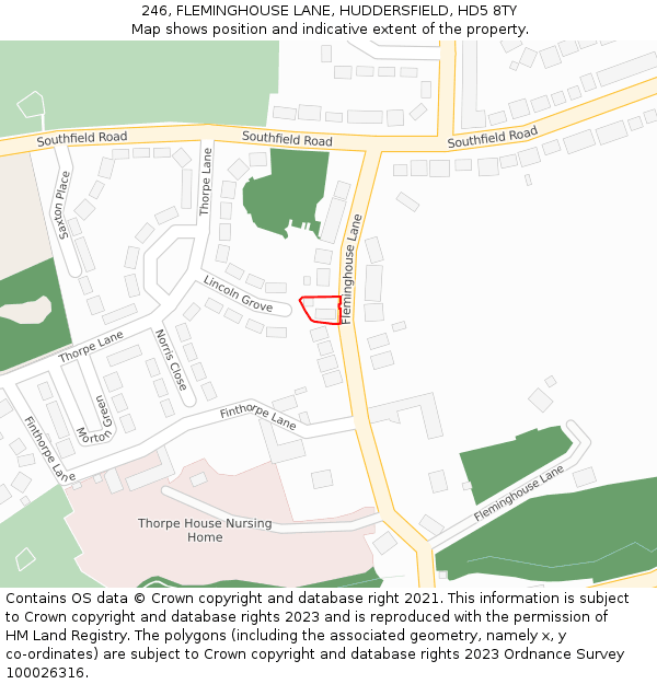 246, FLEMINGHOUSE LANE, HUDDERSFIELD, HD5 8TY: Location map and indicative extent of plot