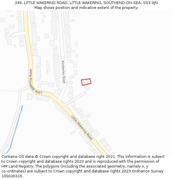 246, LITTLE WAKERING ROAD, LITTLE WAKERING, SOUTHEND-ON-SEA, SS3 0JN: Location map and indicative extent of plot
