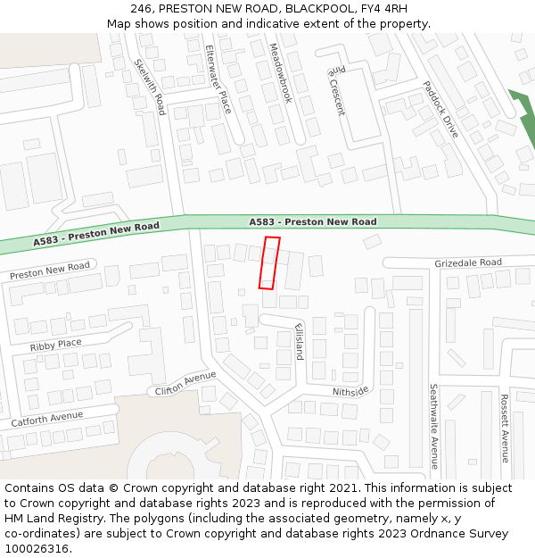 246, PRESTON NEW ROAD, BLACKPOOL, FY4 4RH: Location map and indicative extent of plot