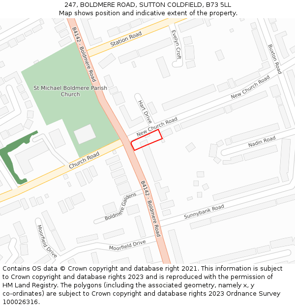 247, BOLDMERE ROAD, SUTTON COLDFIELD, B73 5LL: Location map and indicative extent of plot