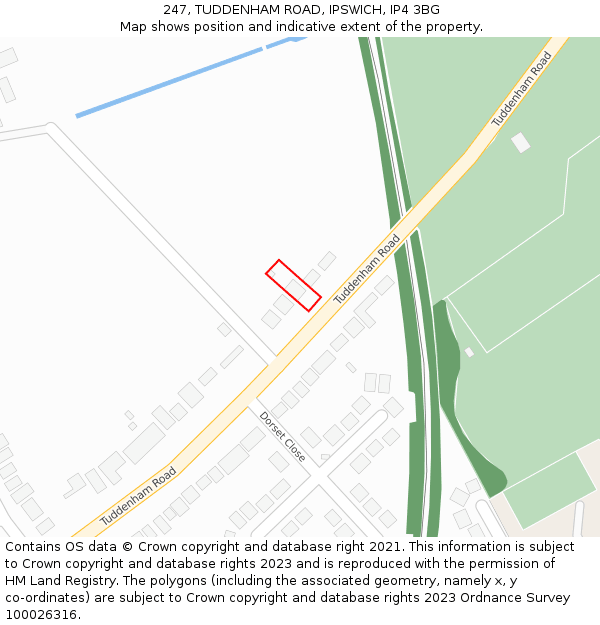 247, TUDDENHAM ROAD, IPSWICH, IP4 3BG: Location map and indicative extent of plot