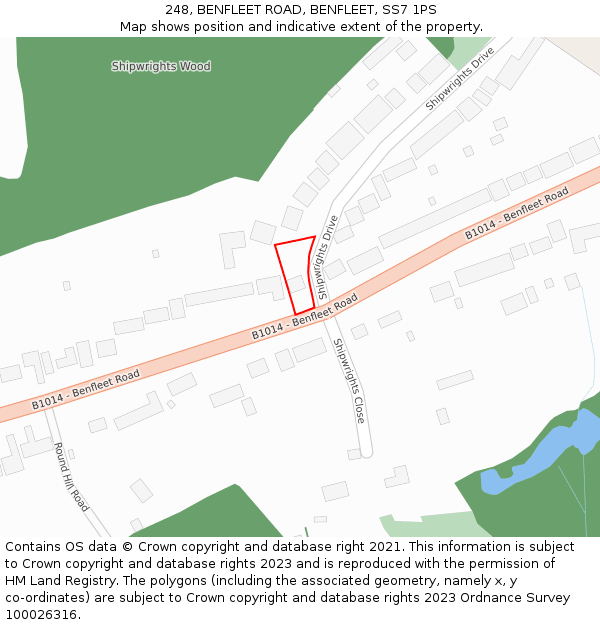 248, BENFLEET ROAD, BENFLEET, SS7 1PS: Location map and indicative extent of plot