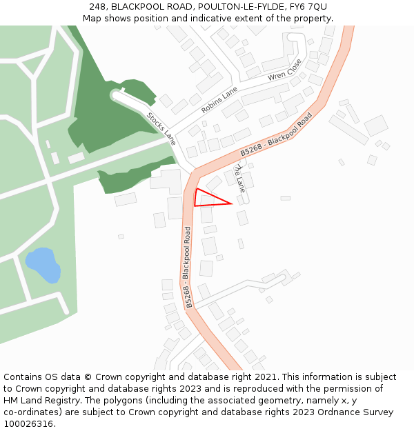 248, BLACKPOOL ROAD, POULTON-LE-FYLDE, FY6 7QU: Location map and indicative extent of plot