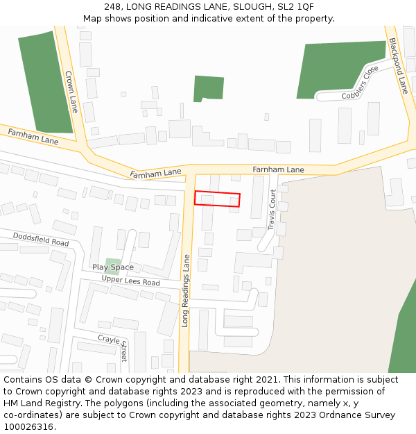 248, LONG READINGS LANE, SLOUGH, SL2 1QF: Location map and indicative extent of plot