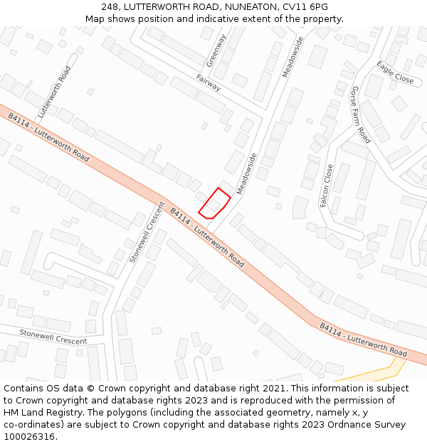 248, LUTTERWORTH ROAD, NUNEATON, CV11 6PG: Location map and indicative extent of plot