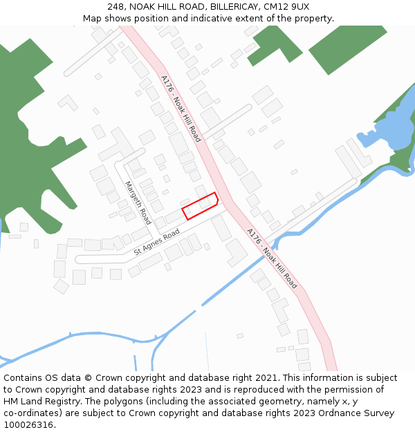 248, NOAK HILL ROAD, BILLERICAY, CM12 9UX: Location map and indicative extent of plot