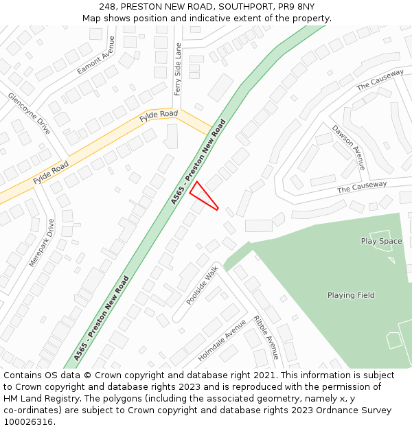 248, PRESTON NEW ROAD, SOUTHPORT, PR9 8NY: Location map and indicative extent of plot