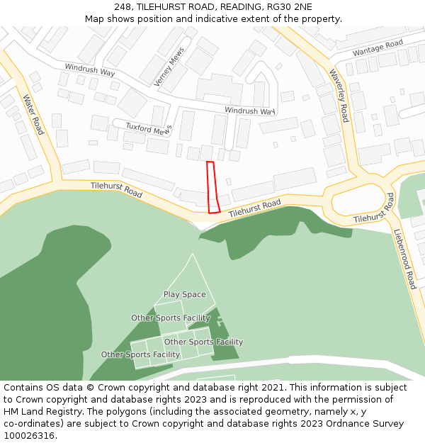 248, TILEHURST ROAD, READING, RG30 2NE: Location map and indicative extent of plot