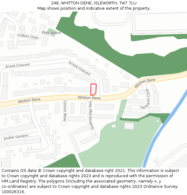 248, WHITTON DENE, ISLEWORTH, TW7 7LU: Location map and indicative extent of plot