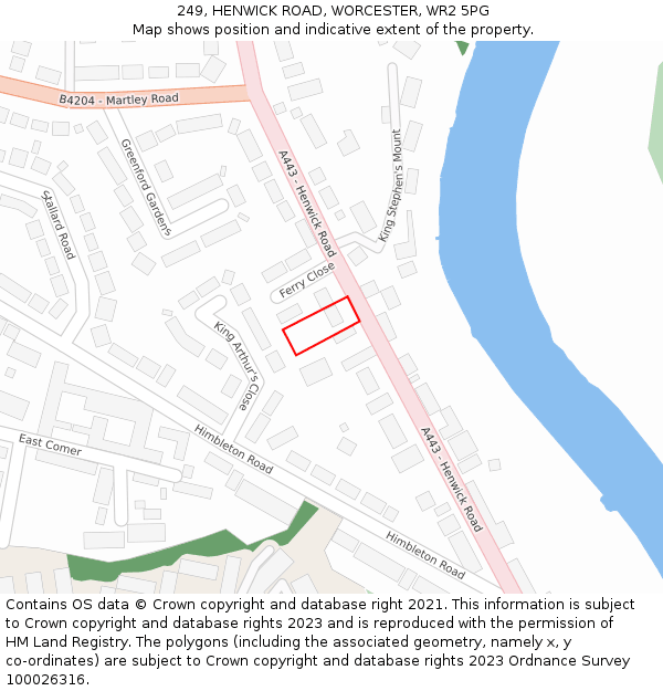 249, HENWICK ROAD, WORCESTER, WR2 5PG: Location map and indicative extent of plot