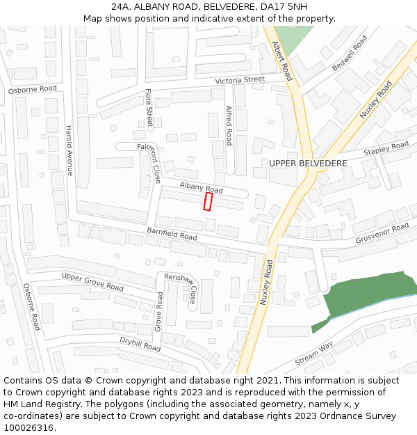 24A, ALBANY ROAD, BELVEDERE, DA17 5NH: Location map and indicative extent of plot