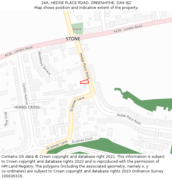24A, HEDGE PLACE ROAD, GREENHITHE, DA9 9JZ: Location map and indicative extent of plot