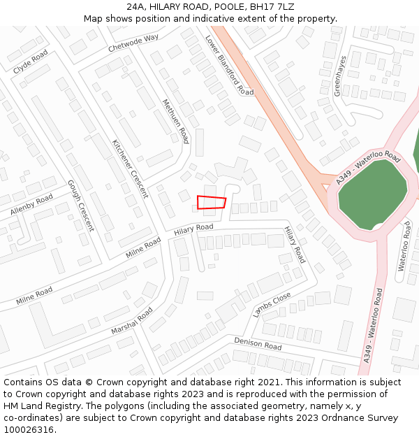 24A, HILARY ROAD, POOLE, BH17 7LZ: Location map and indicative extent of plot