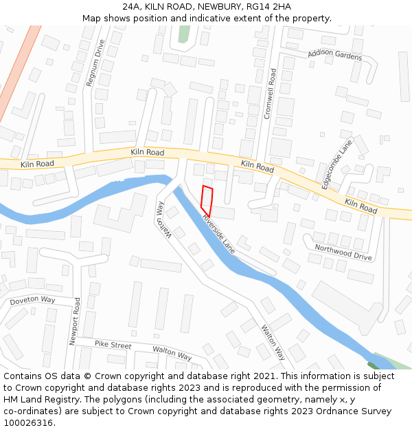 24A, KILN ROAD, NEWBURY, RG14 2HA: Location map and indicative extent of plot