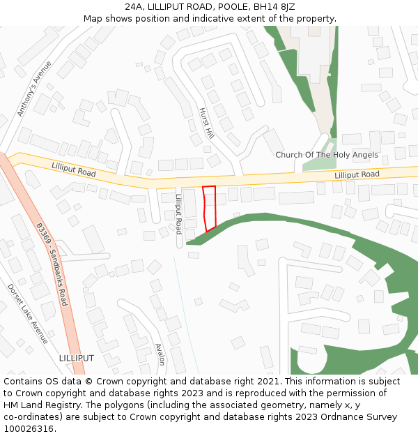 24A, LILLIPUT ROAD, POOLE, BH14 8JZ: Location map and indicative extent of plot