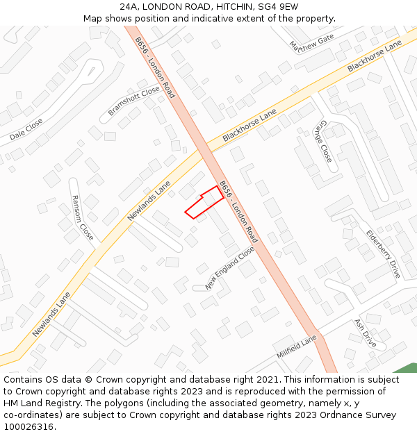 24A, LONDON ROAD, HITCHIN, SG4 9EW: Location map and indicative extent of plot