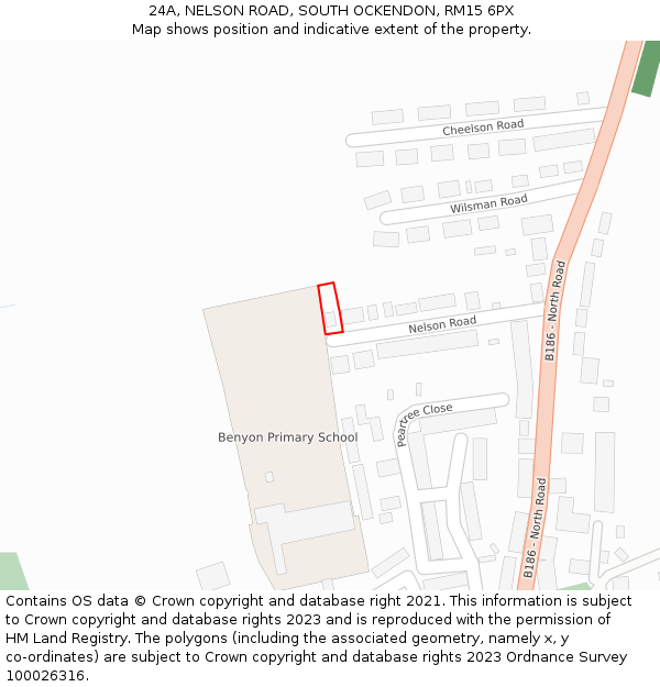 24A, NELSON ROAD, SOUTH OCKENDON, RM15 6PX: Location map and indicative extent of plot