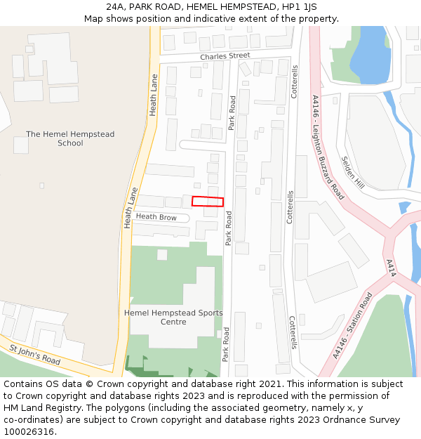 24A, PARK ROAD, HEMEL HEMPSTEAD, HP1 1JS: Location map and indicative extent of plot
