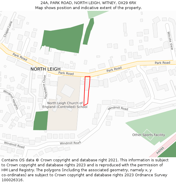 24A, PARK ROAD, NORTH LEIGH, WITNEY, OX29 6RX: Location map and indicative extent of plot
