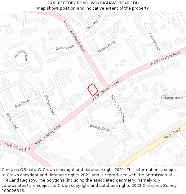 24A, RECTORY ROAD, WOKINGHAM, RG40 1DH: Location map and indicative extent of plot