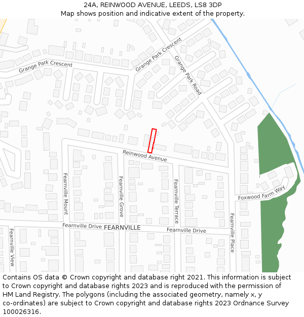 24A, REINWOOD AVENUE, LEEDS, LS8 3DP: Location map and indicative extent of plot