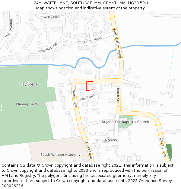 24A, WATER LANE, SOUTH WITHAM, GRANTHAM, NG33 5PH: Location map and indicative extent of plot