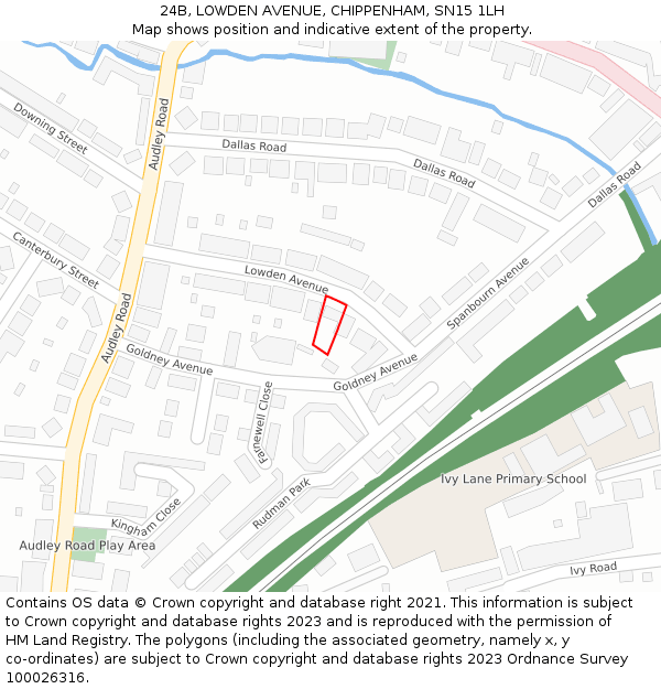 24B, LOWDEN AVENUE, CHIPPENHAM, SN15 1LH: Location map and indicative extent of plot