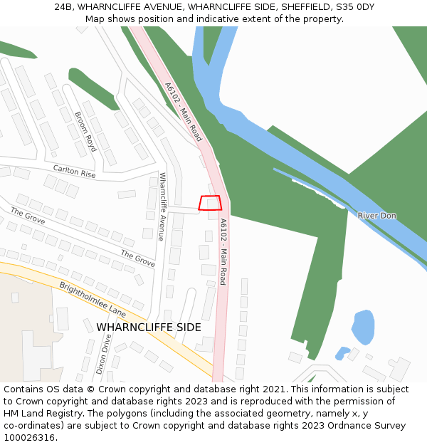 24B, WHARNCLIFFE AVENUE, WHARNCLIFFE SIDE, SHEFFIELD, S35 0DY: Location map and indicative extent of plot