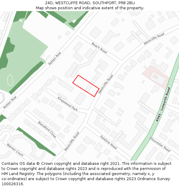 24D, WESTCLIFFE ROAD, SOUTHPORT, PR8 2BU: Location map and indicative extent of plot