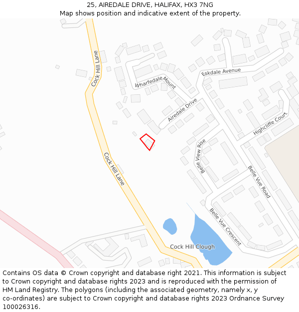 25, AIREDALE DRIVE, HALIFAX, HX3 7NG: Location map and indicative extent of plot