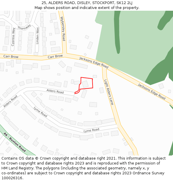 25, ALDERS ROAD, DISLEY, STOCKPORT, SK12 2LJ: Location map and indicative extent of plot