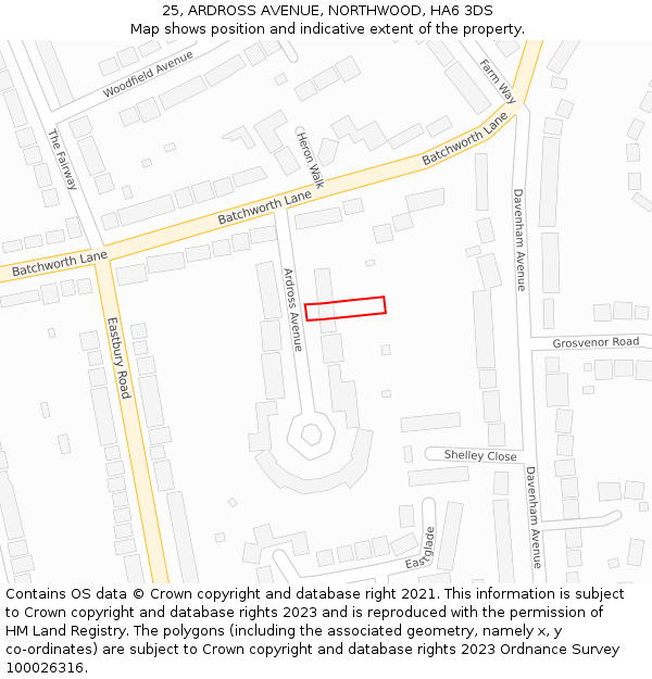 25, ARDROSS AVENUE, NORTHWOOD, HA6 3DS: Location map and indicative extent of plot