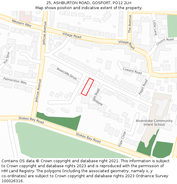 25, ASHBURTON ROAD, GOSPORT, PO12 2LH: Location map and indicative extent of plot