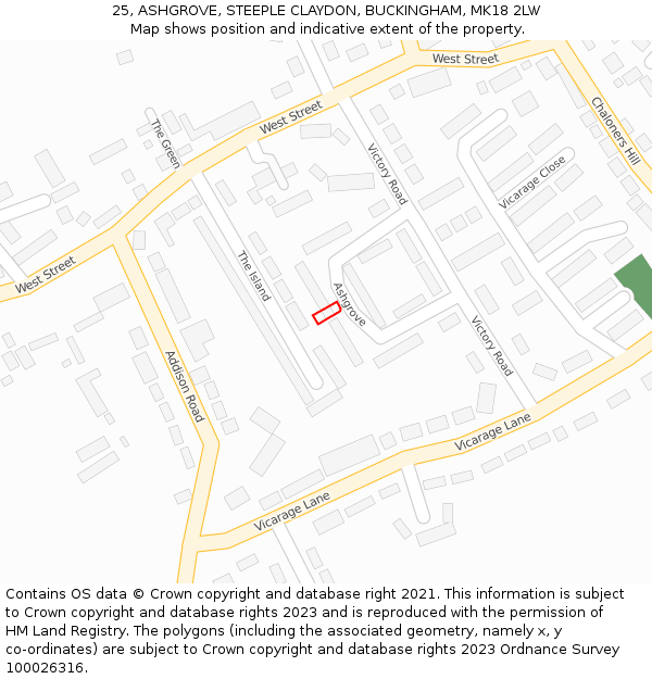 25, ASHGROVE, STEEPLE CLAYDON, BUCKINGHAM, MK18 2LW: Location map and indicative extent of plot