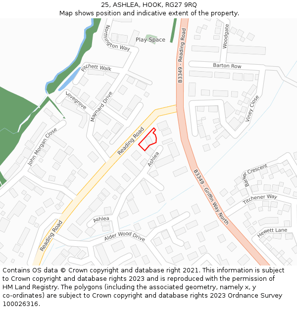 25, ASHLEA, HOOK, RG27 9RQ: Location map and indicative extent of plot