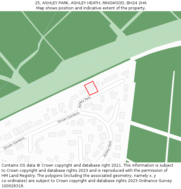 25, ASHLEY PARK, ASHLEY HEATH, RINGWOOD, BH24 2HA: Location map and indicative extent of plot