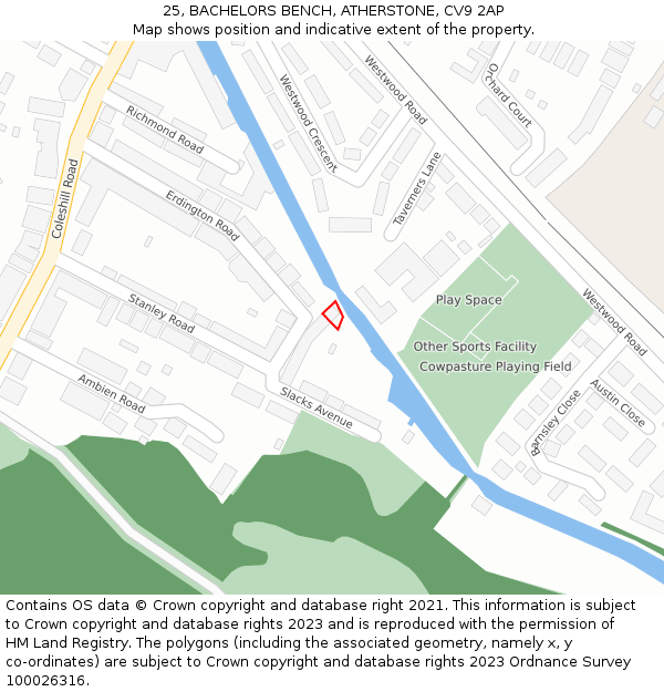 25, BACHELORS BENCH, ATHERSTONE, CV9 2AP: Location map and indicative extent of plot