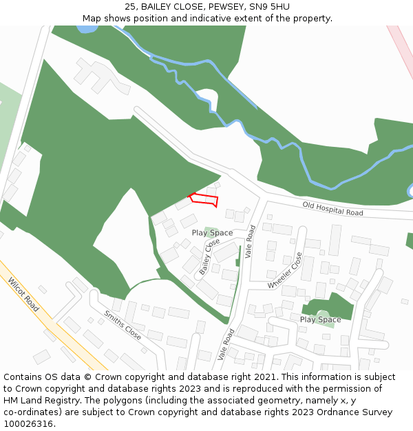 25, BAILEY CLOSE, PEWSEY, SN9 5HU: Location map and indicative extent of plot