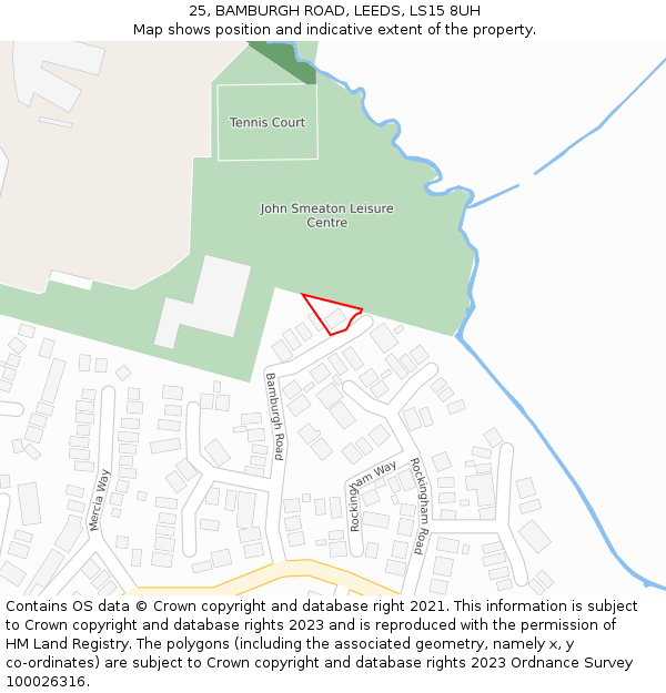 25, BAMBURGH ROAD, LEEDS, LS15 8UH: Location map and indicative extent of plot