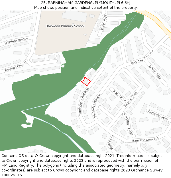 25, BARNINGHAM GARDENS, PLYMOUTH, PL6 6HJ: Location map and indicative extent of plot