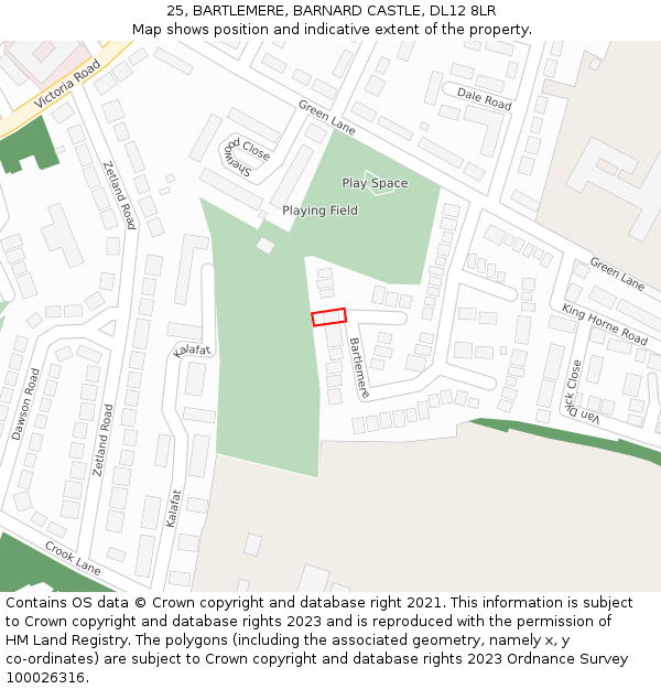 25, BARTLEMERE, BARNARD CASTLE, DL12 8LR: Location map and indicative extent of plot