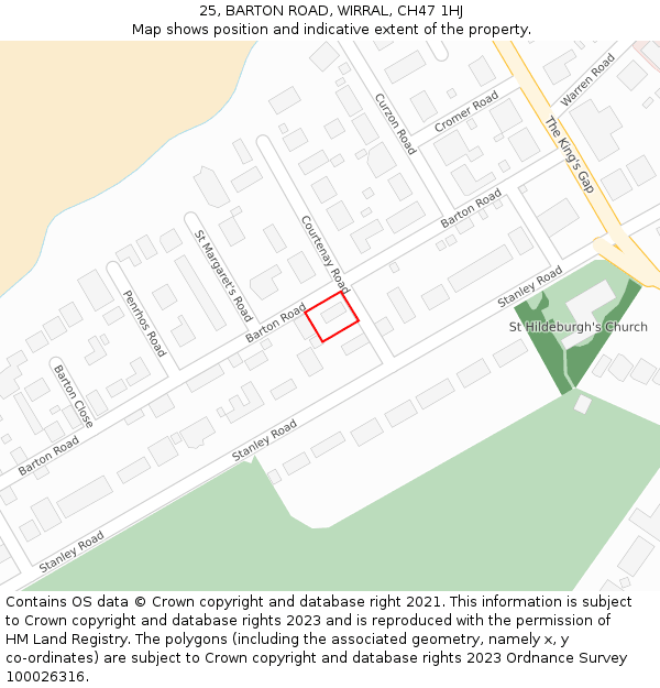 25, BARTON ROAD, WIRRAL, CH47 1HJ: Location map and indicative extent of plot